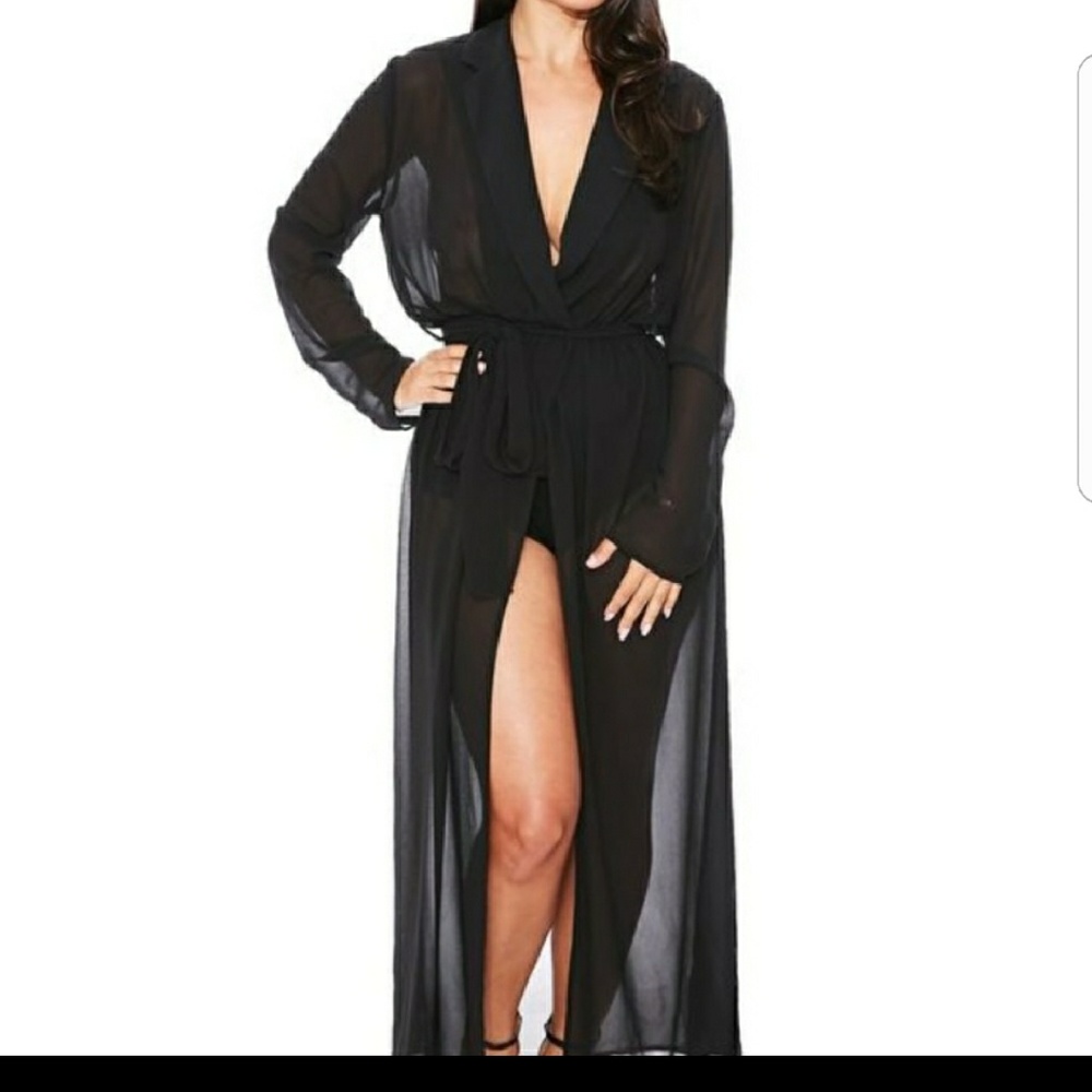 naked wardrobe sheer black dress with slits